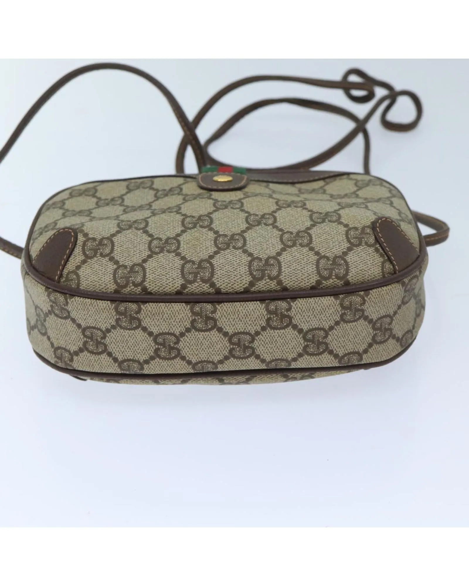 Beige Red Green GG Supreme Shoulder Bag with Web Detail in PVC and GG Canvas