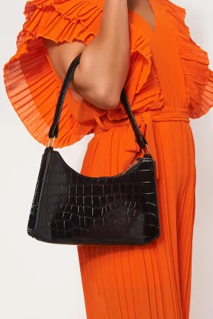 Black Croc Shoulder Bag