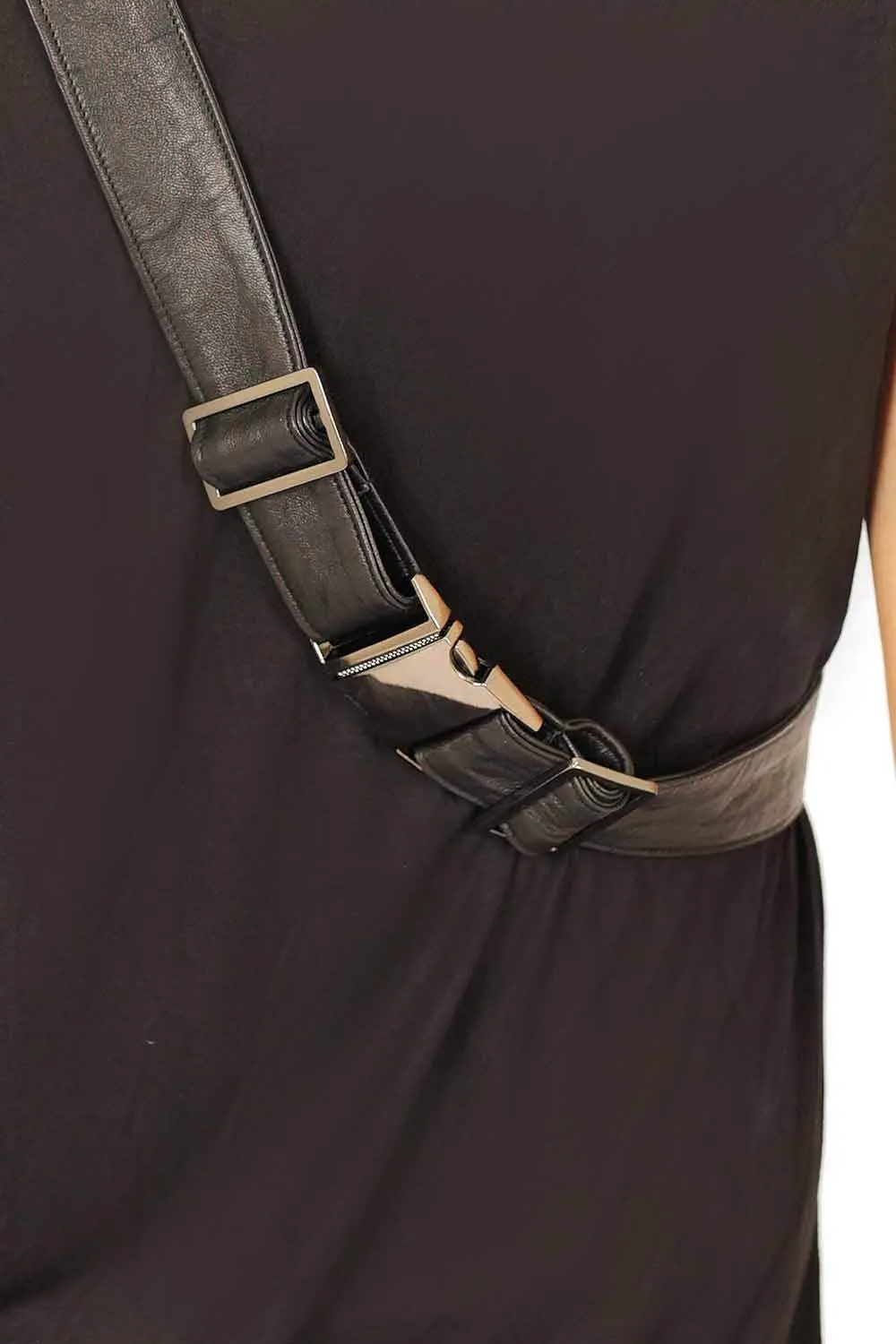 Black Leather Sling Bag