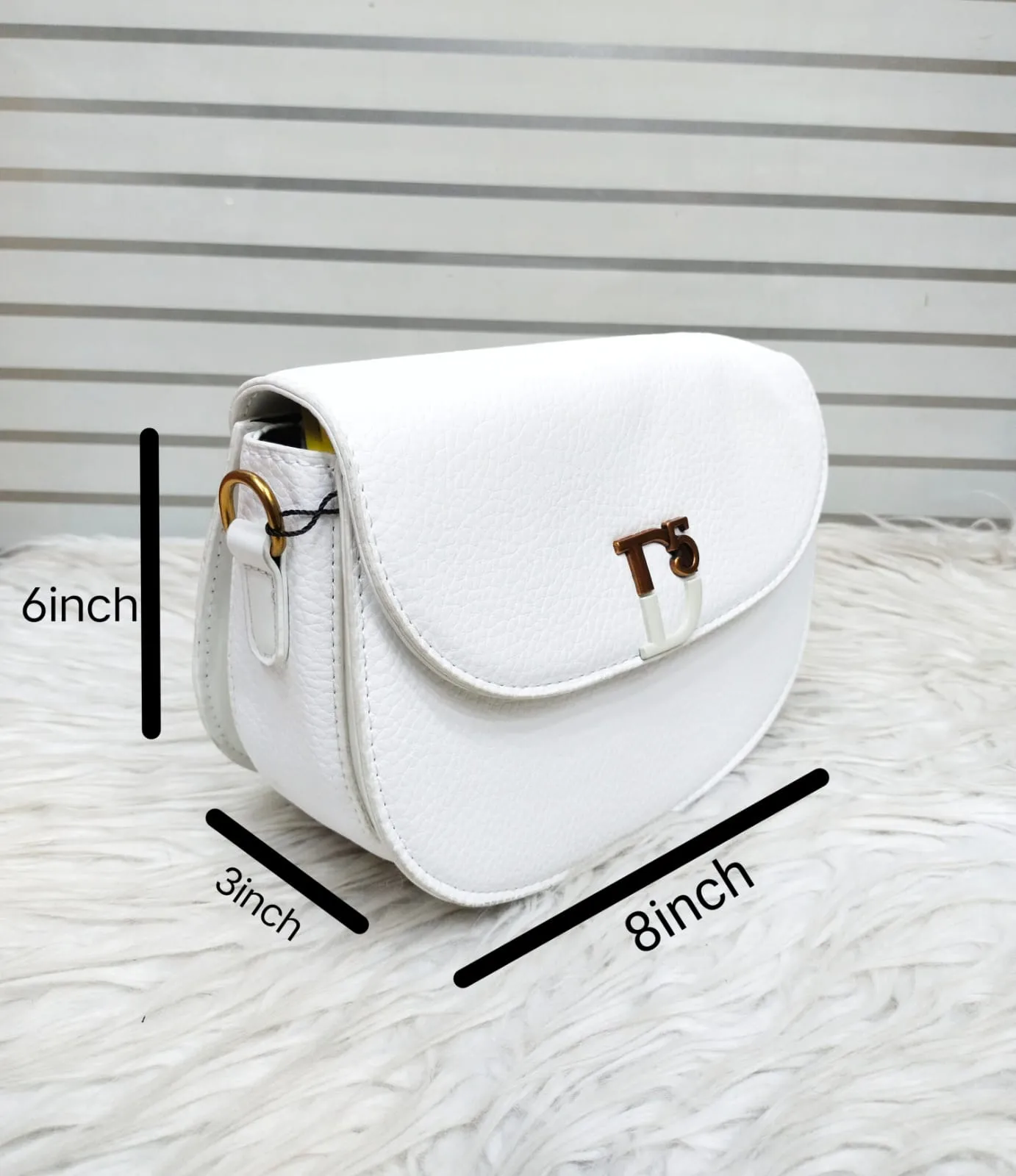 Branded Dior High Quality Cross Body Bag with Long Strap (White)