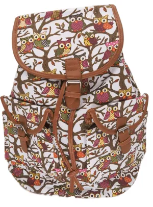 Bravo! Backpack Rucksack Drawstring (Owl, White)