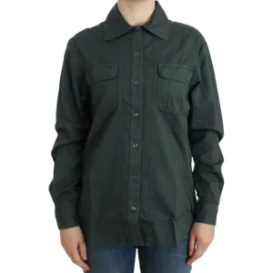 Cavalli Elegant Gray Cotton Button Down Shirt