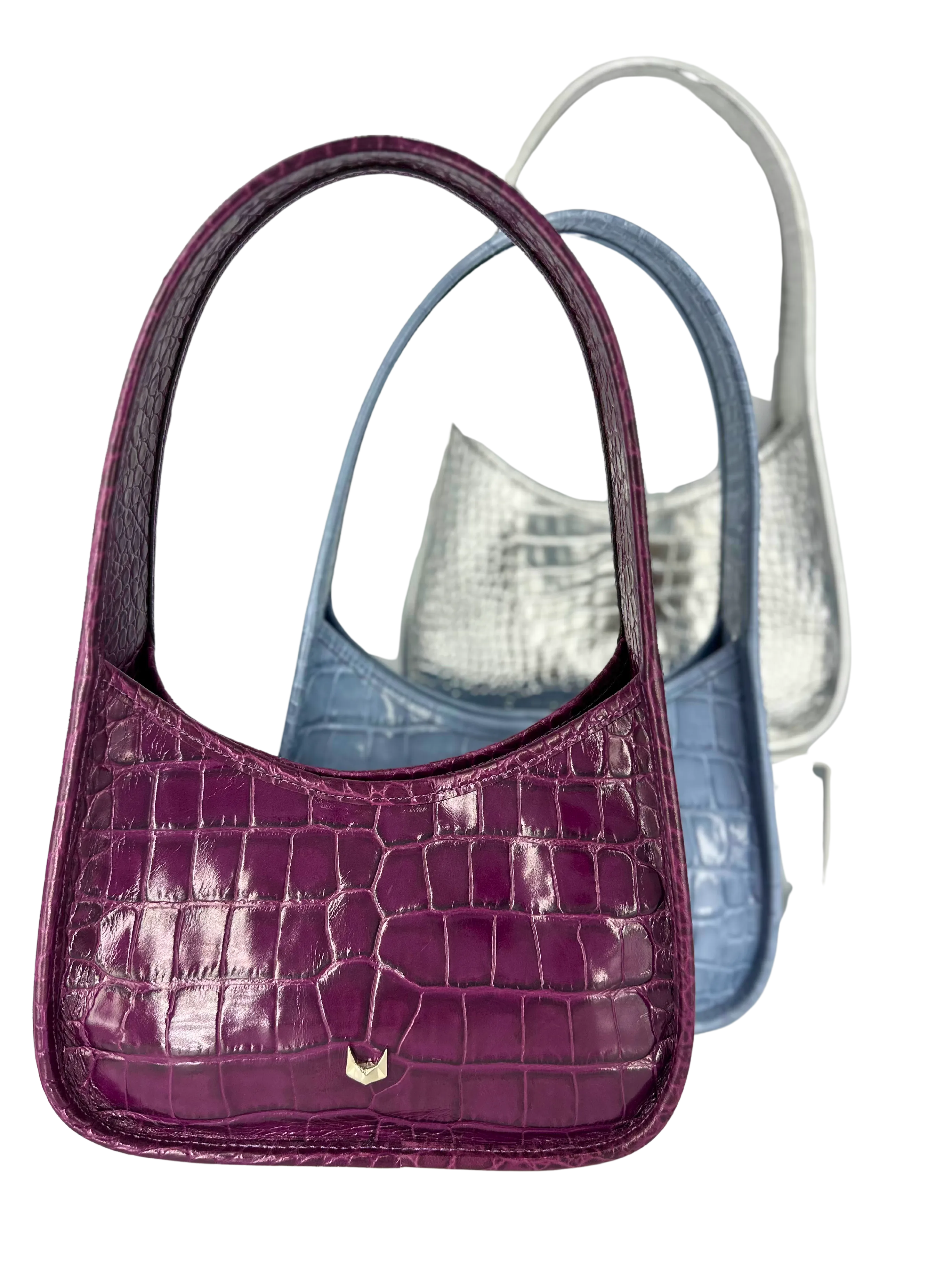 Charlotte Deep Shine Croc Bag - Purple