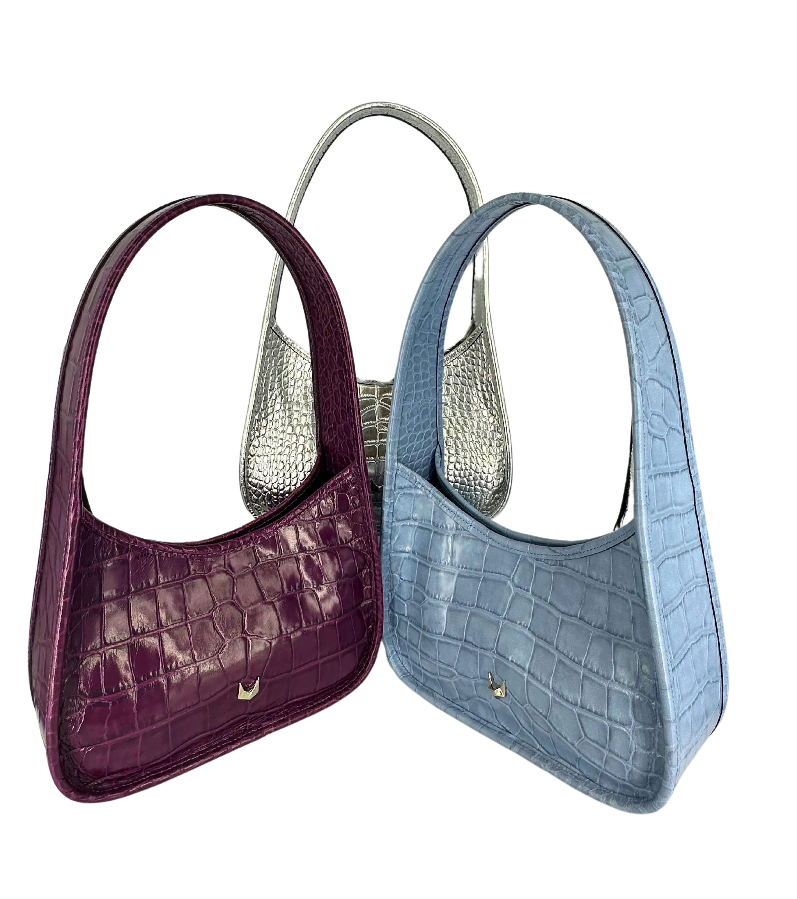 Charlotte Deep Shine Croc Bag - Purple