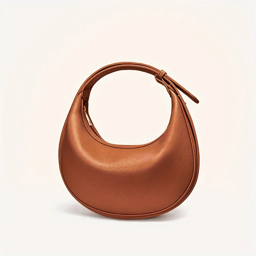 Chic Vegan Leather Crescent Bag for Women - Fashion-Forward Hobo Style with Adjustable Strap - Small & Durable