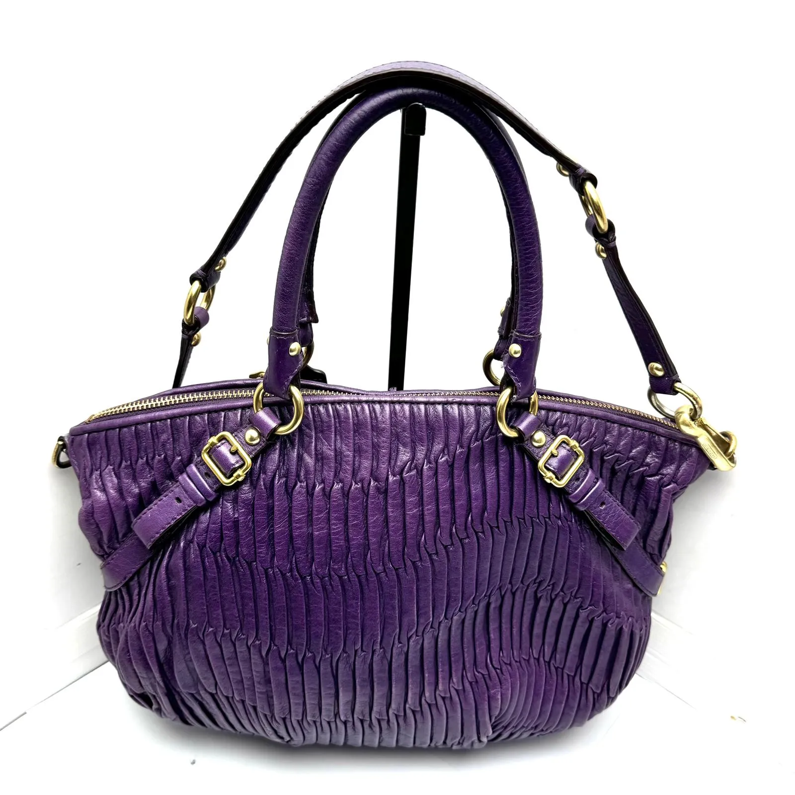 Coach Leather Shoulder Purple Bag