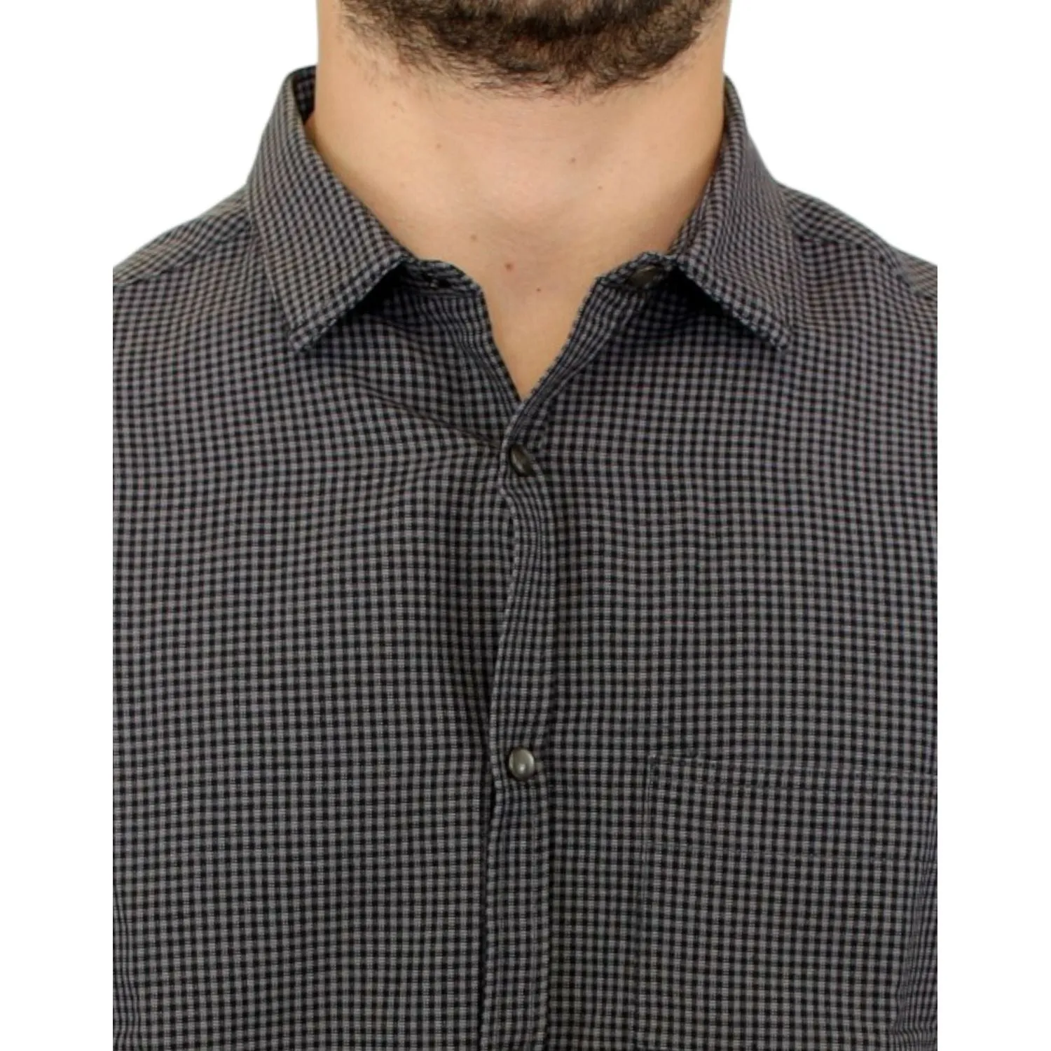 Costume National Chic Gray Checked Casual Linen Blend Shirt