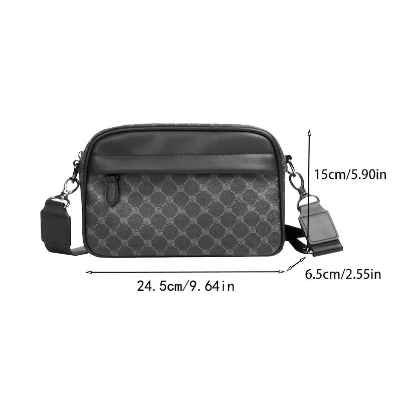 deanwangkt  Fashion Men's Check Pattern Shoulder Bag Pu Daily Commuter Small Square Bag Crossbody Bag