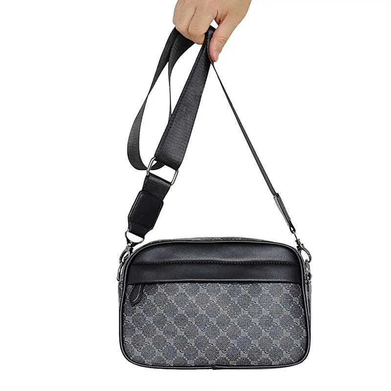 deanwangkt  Fashion Men's Check Pattern Shoulder Bag Pu Daily Commuter Small Square Bag Crossbody Bag