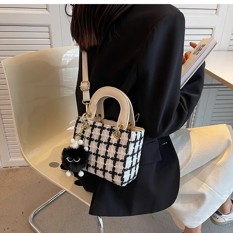 Fashion Woolen Black Shoulder Bag