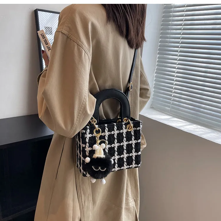 Fashion Woolen Black Shoulder Bag