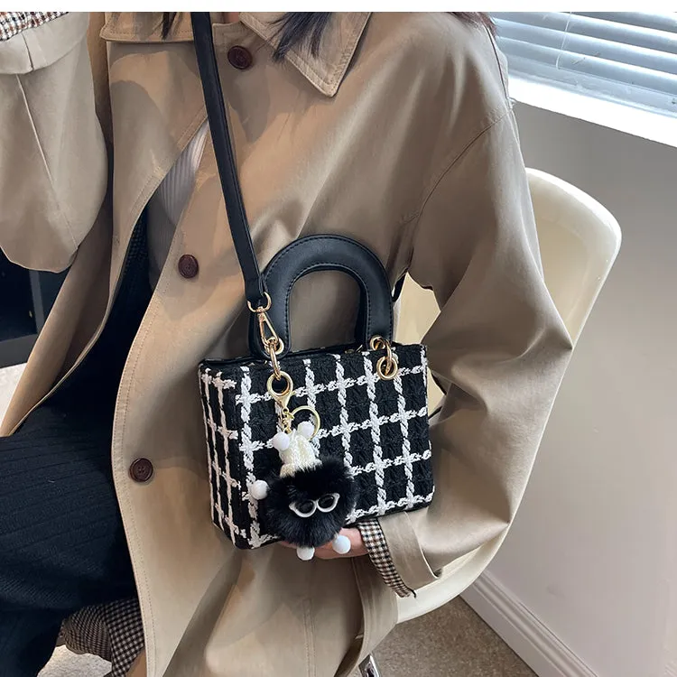 Fashion Woolen Black Shoulder Bag