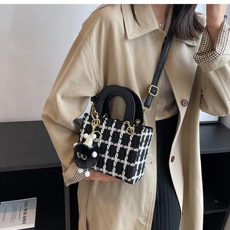 Fashion Woolen Black Shoulder Bag