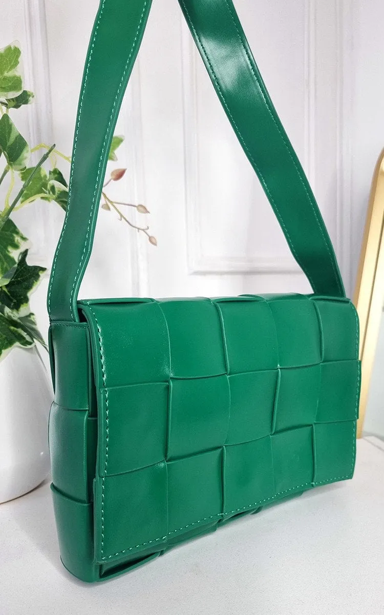 Faux Leather Woven Handbag