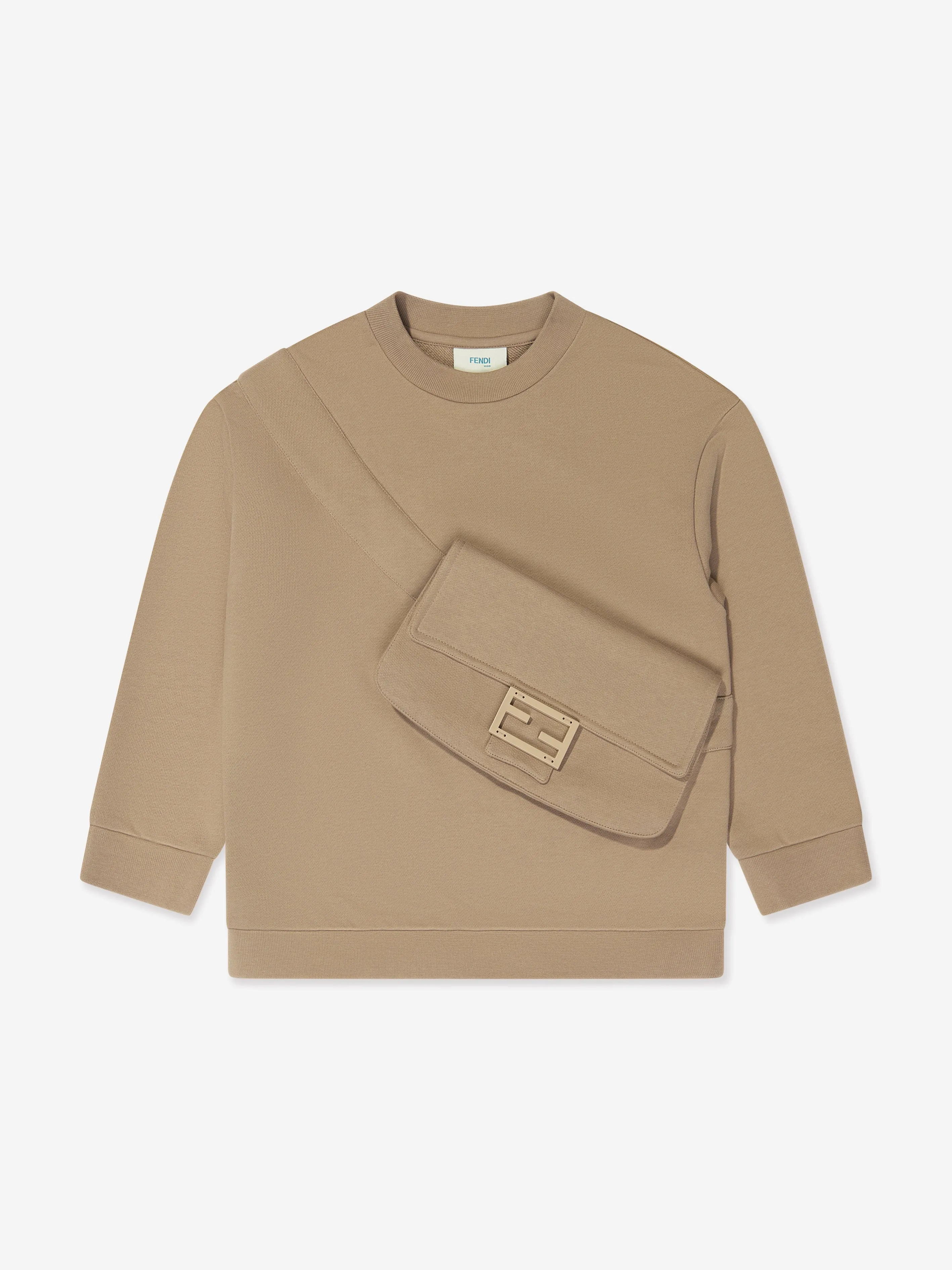 Fendi Kids Baguette Bag Sweatshirt in Brown