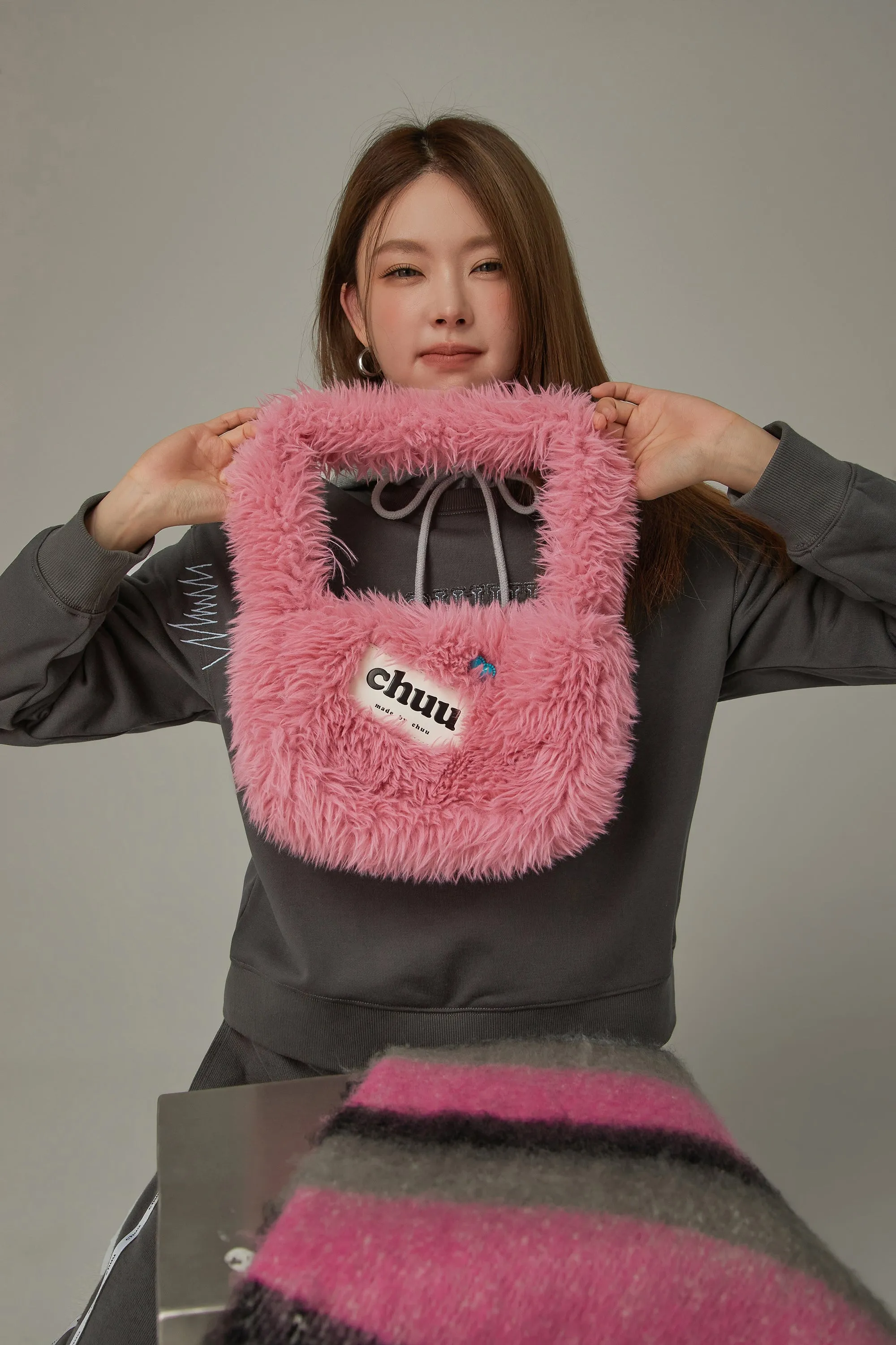 Fuzzy Logo Shoulder Bag