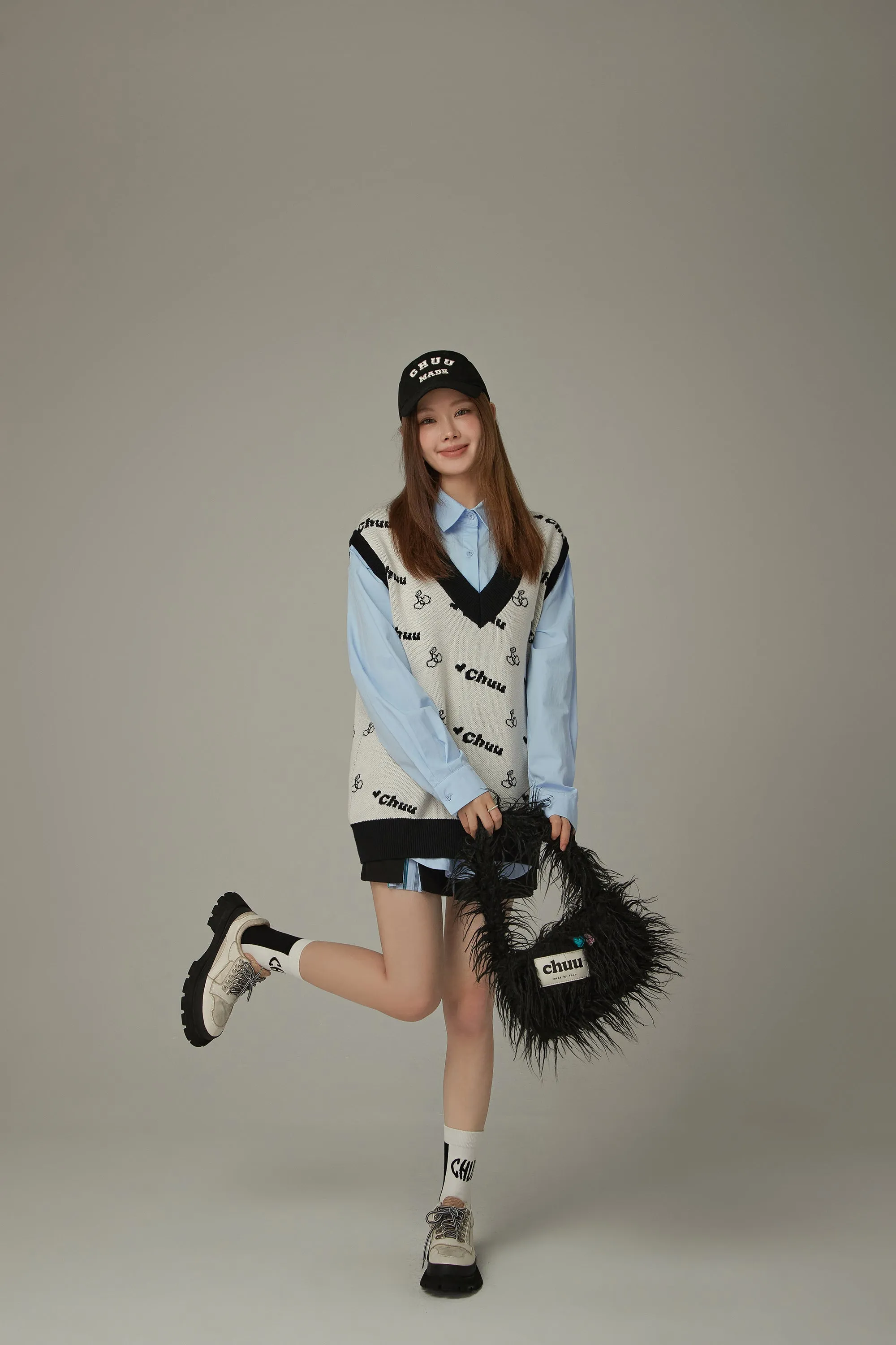 Fuzzy Logo Shoulder Bag