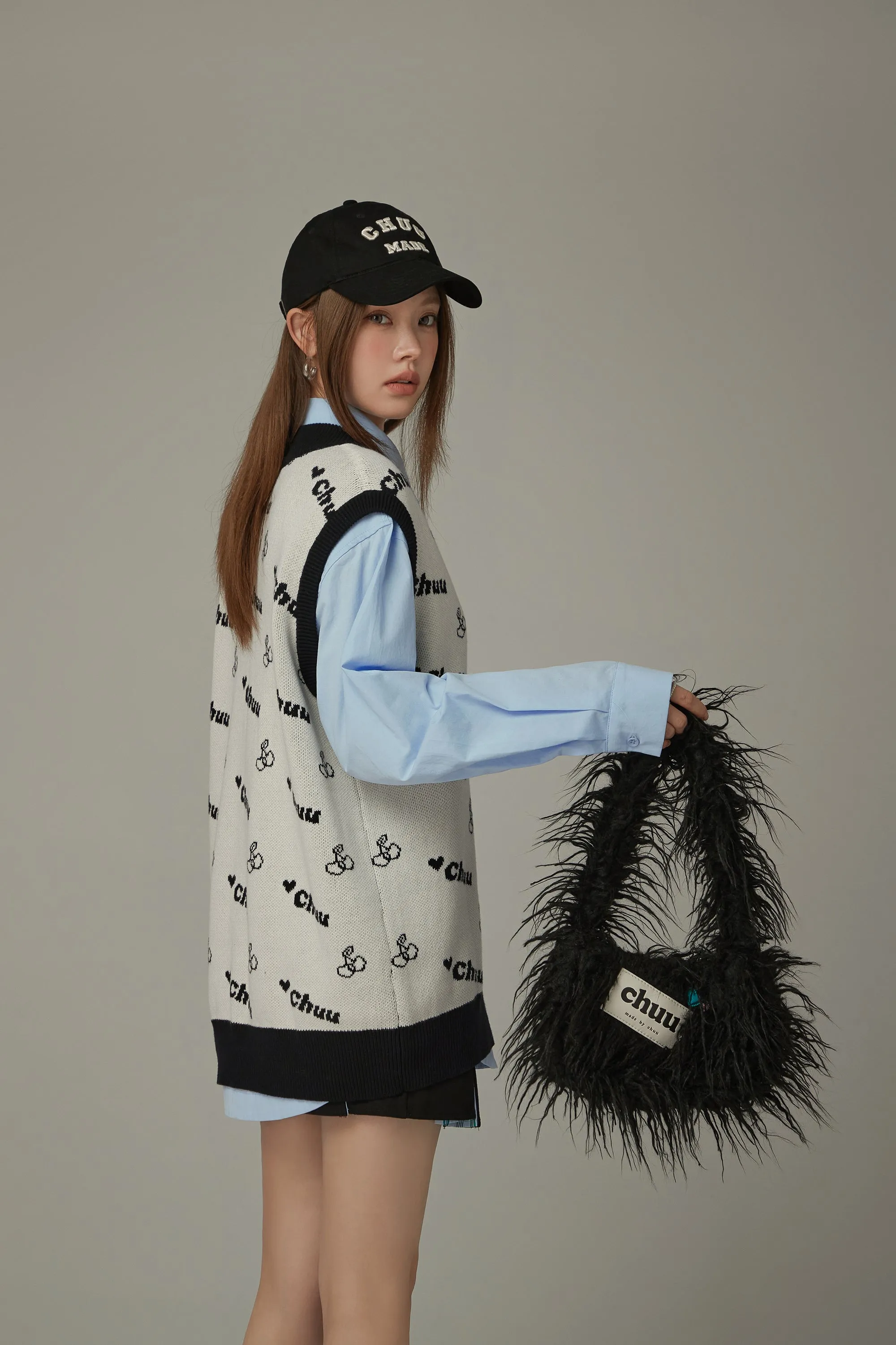 Fuzzy Logo Shoulder Bag