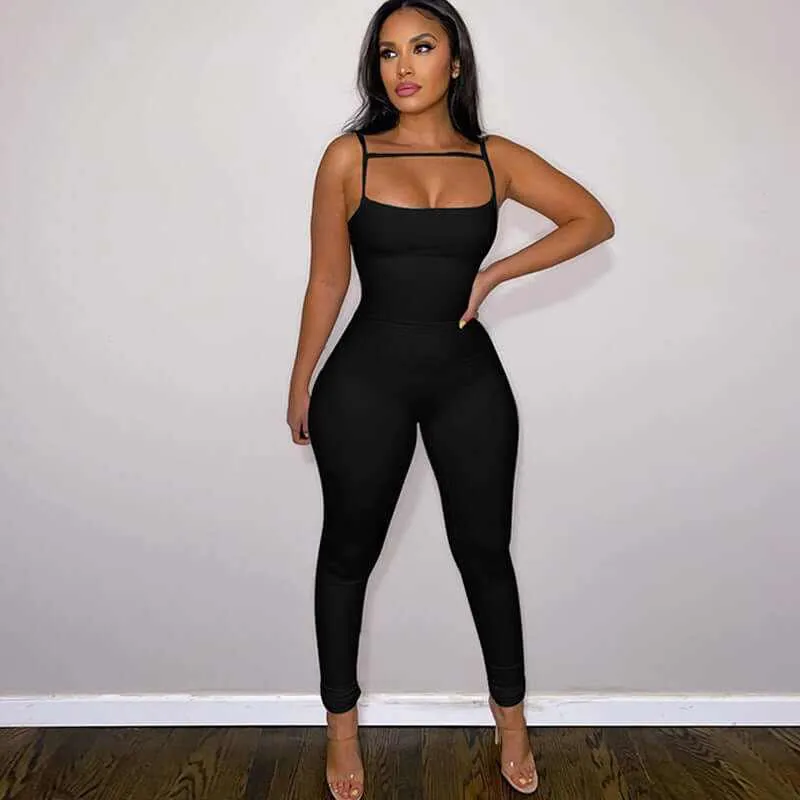 Glow Chic's Solid Color Suspender Jumpsuit