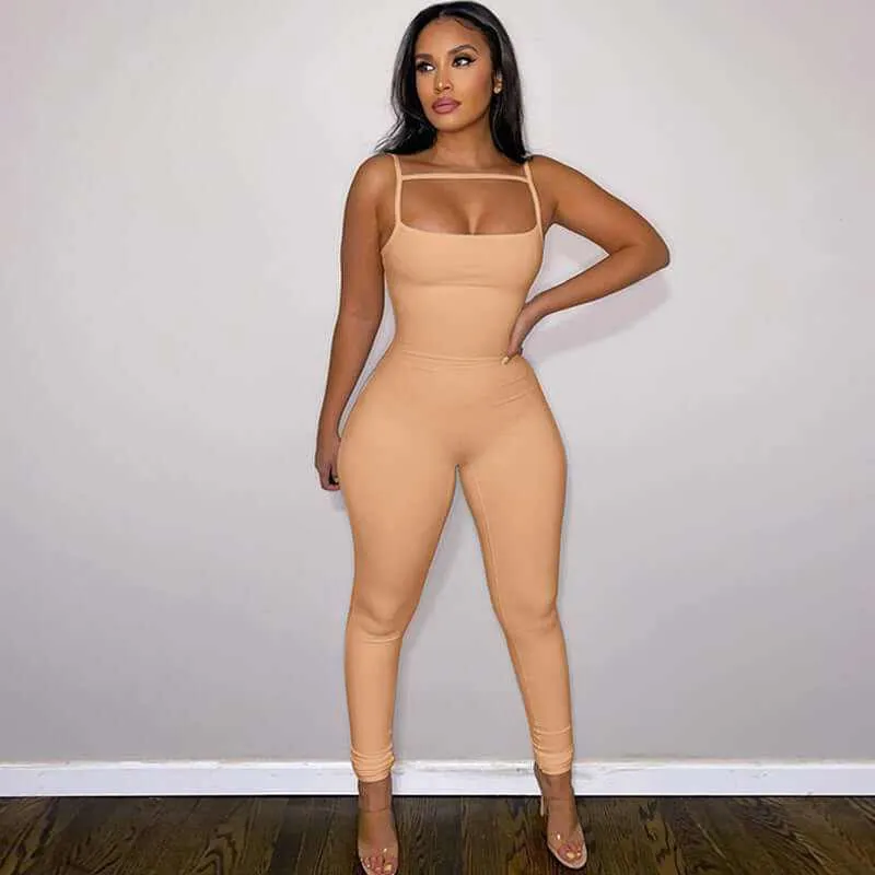 Glow Chic's Solid Color Suspender Jumpsuit