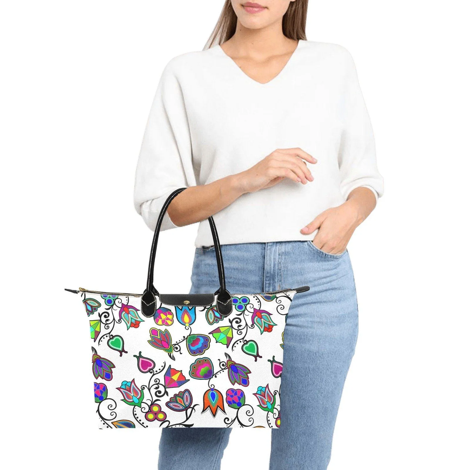 Indigenous Paisley White Single-Shoulder Lady Handbag