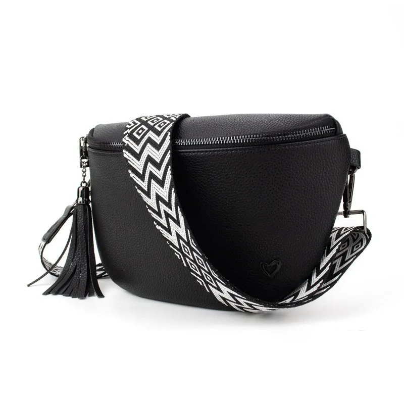 Kimberley Vegan Leather Crossbody Bag/Sling - Black