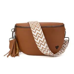 Kimberley Vegan Leather Crossbody Bag/Sling - Brown (restocks early Sept)