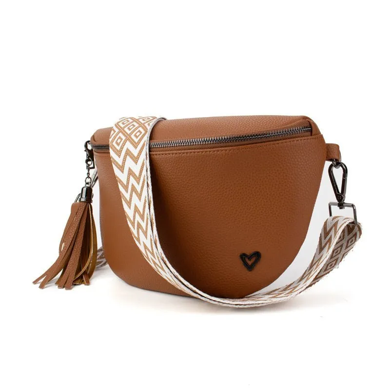 Kimberley Vegan Leather Crossbody Bag/Sling - Brown (restocks early Sept)