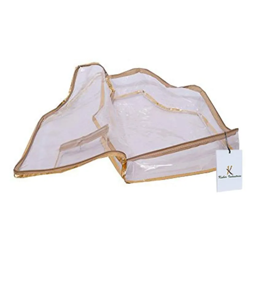 Kuber Industries Fabric Blouse Cover in Heavy Transparent, Gold