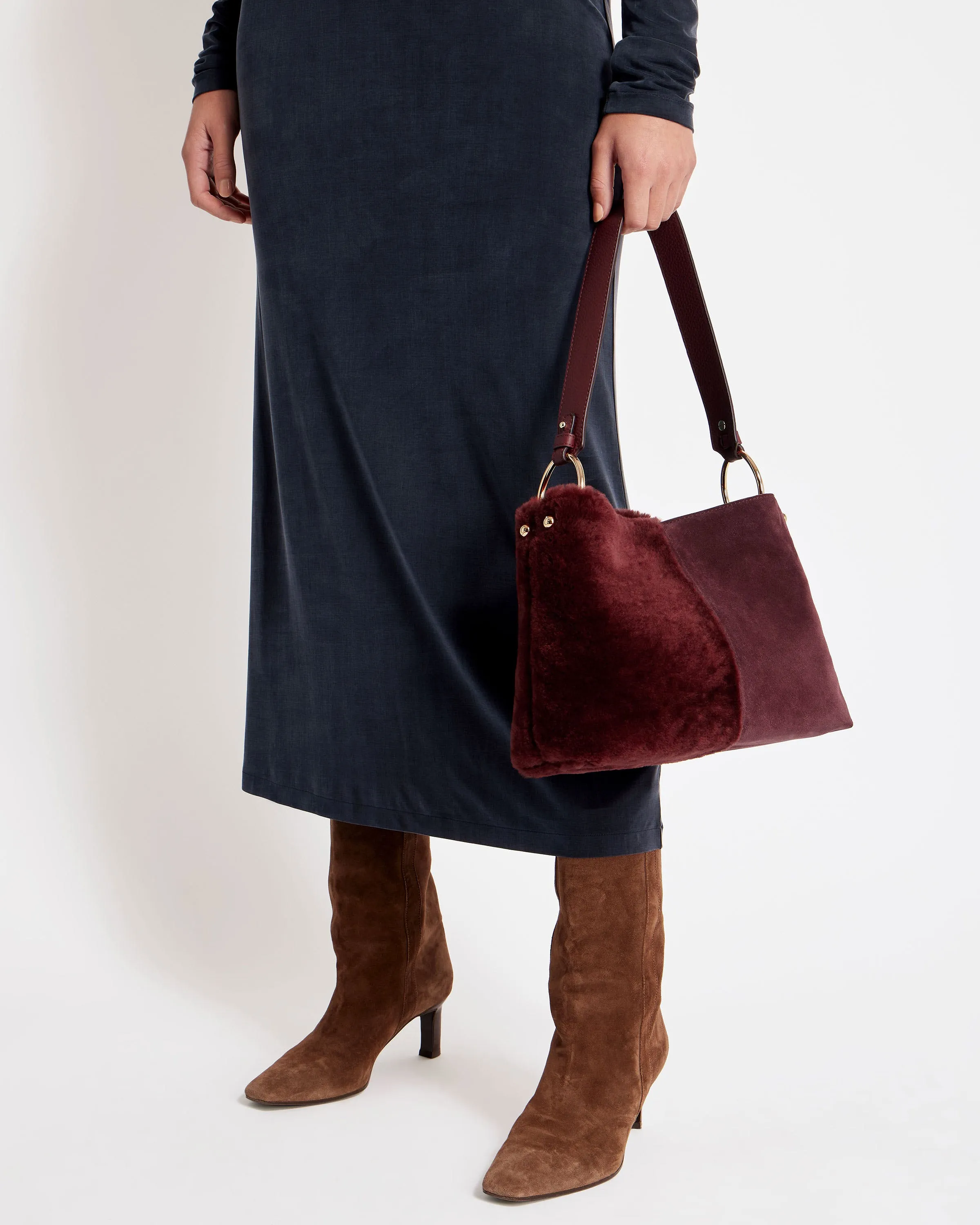 Lana Hobo - Oxblood Shearling