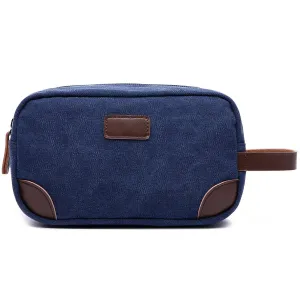 Navy Canvas & Leather Dopp Kit