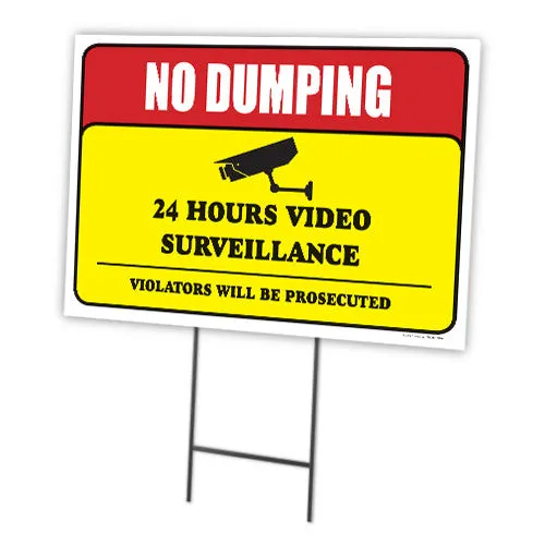 No Dumping 24 Hours Video Surveillance Pack Of 10 Full Color Double Sided Sign