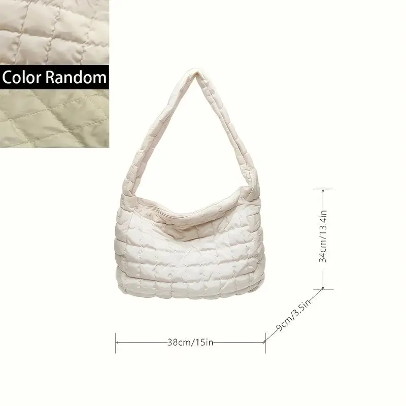 Padded Argyle Quilted Crossbody Hobo Bag