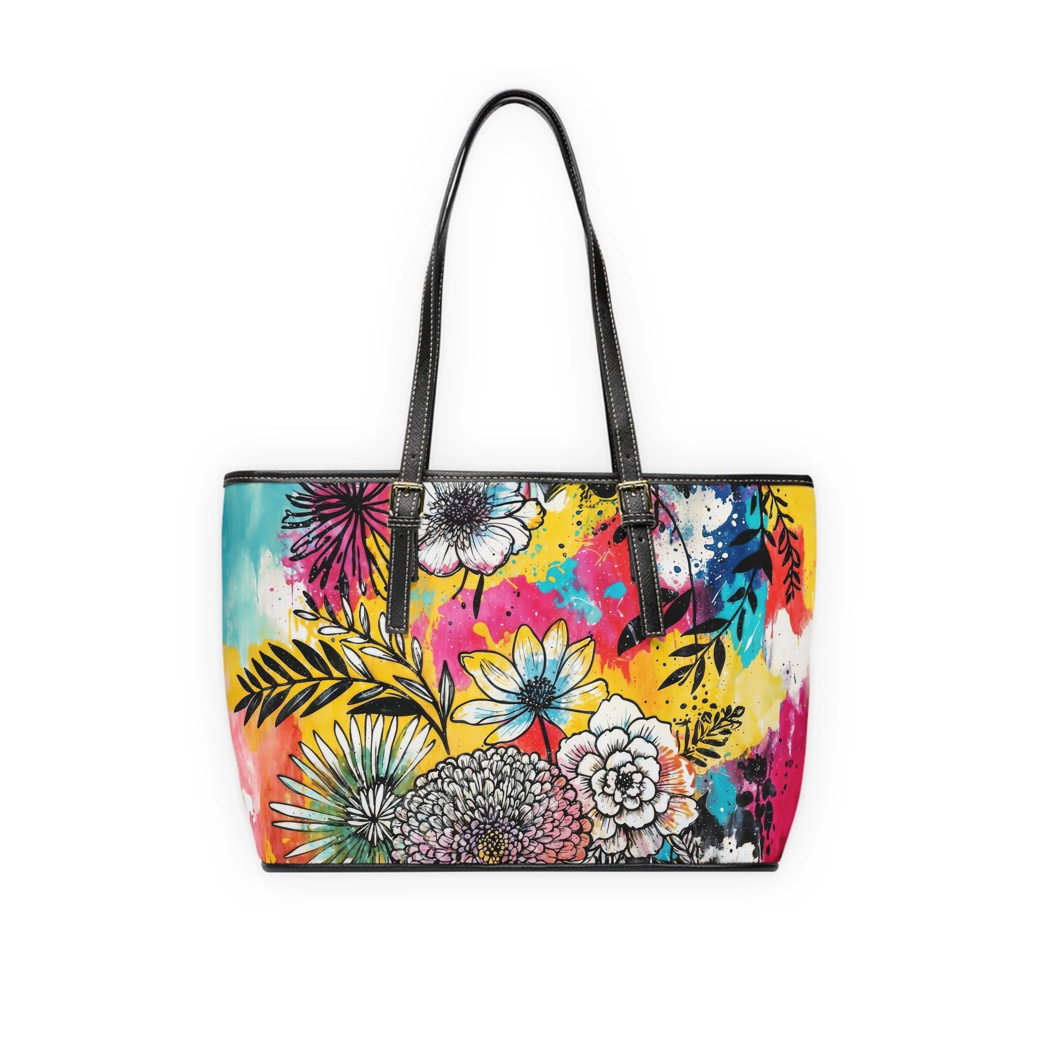 PU Leather Shoulder Bag- Flowers