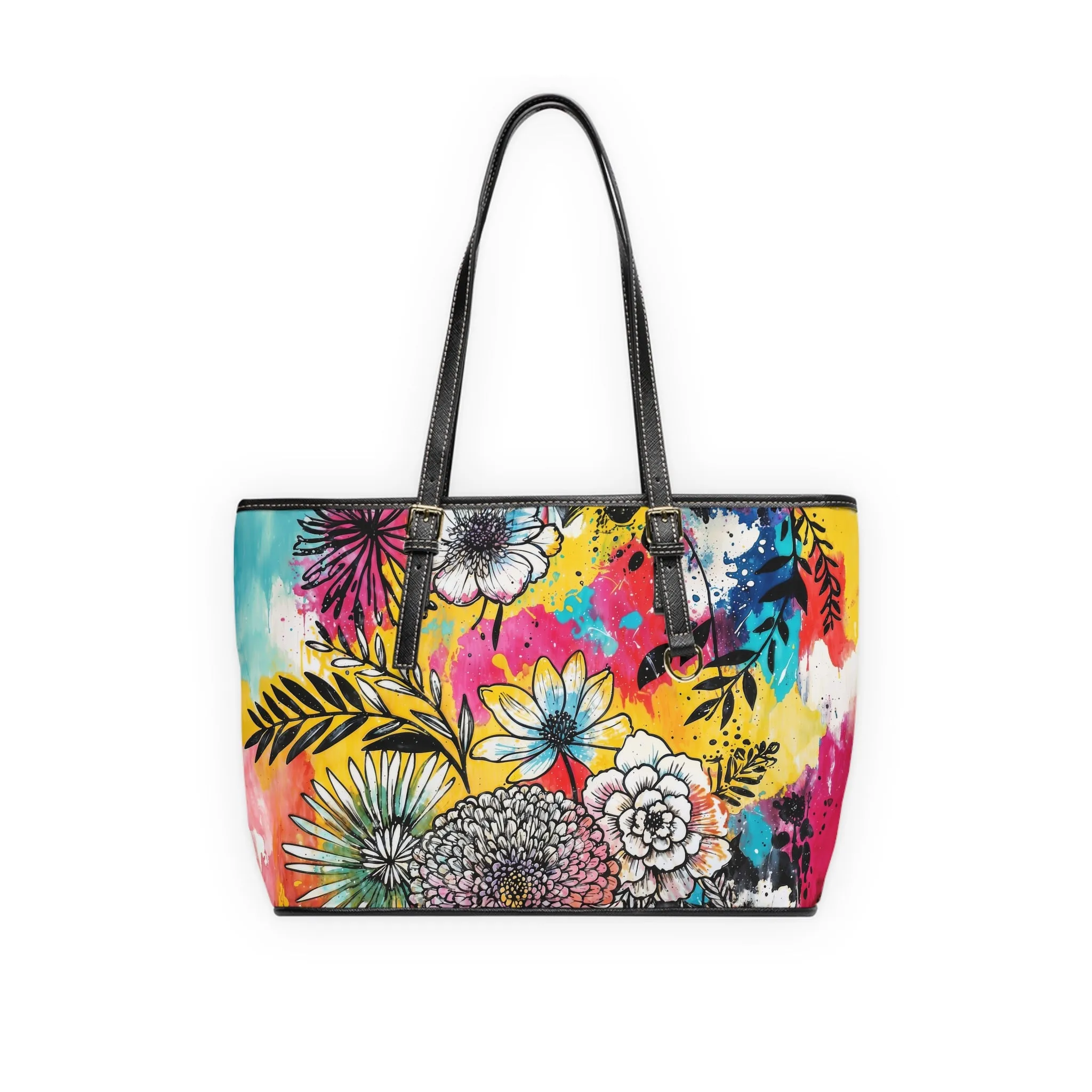 PU Leather Shoulder Bag- Flowers