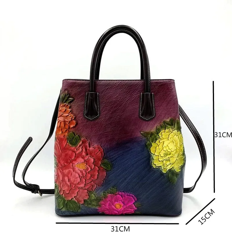 Retro Vintage Bucket Women Floral Embroidered Bag