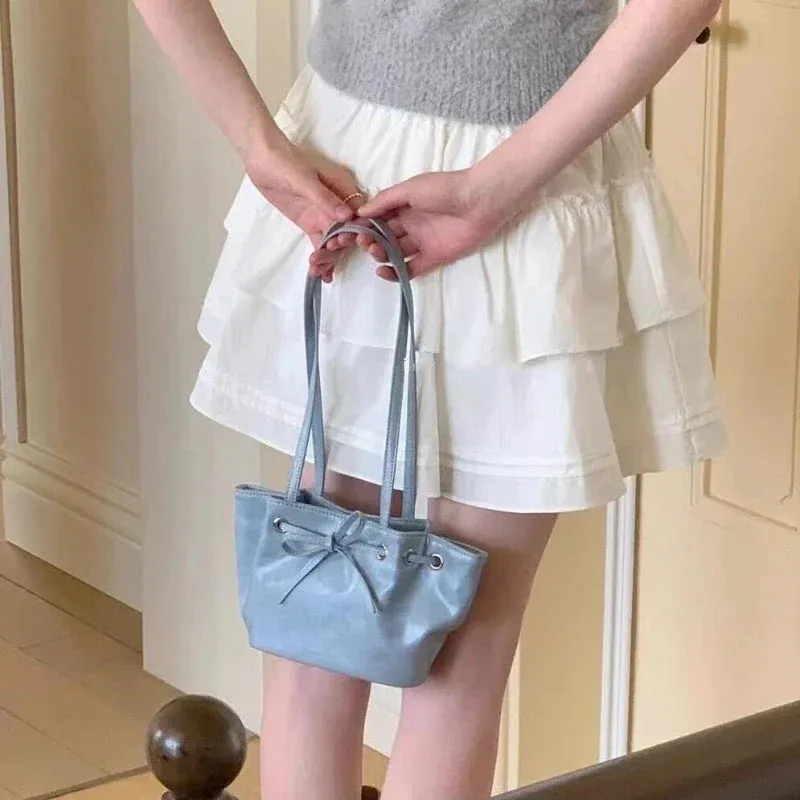 TAVIMART  -  Korean Chic Bow Y2k Aesthetic Shoulder Bag Women All Match Simple Solid Fashion Handbags Casual Trendy Elegant Underarm Bag 2024