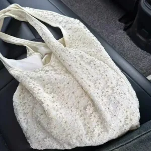 TAVIMART  -  Y2k Aesthetic Fashion Flower Design Tote Bags All Match Simple Chic Women Underarm Bag Vintage Casual Shoulder Handbags Trendy