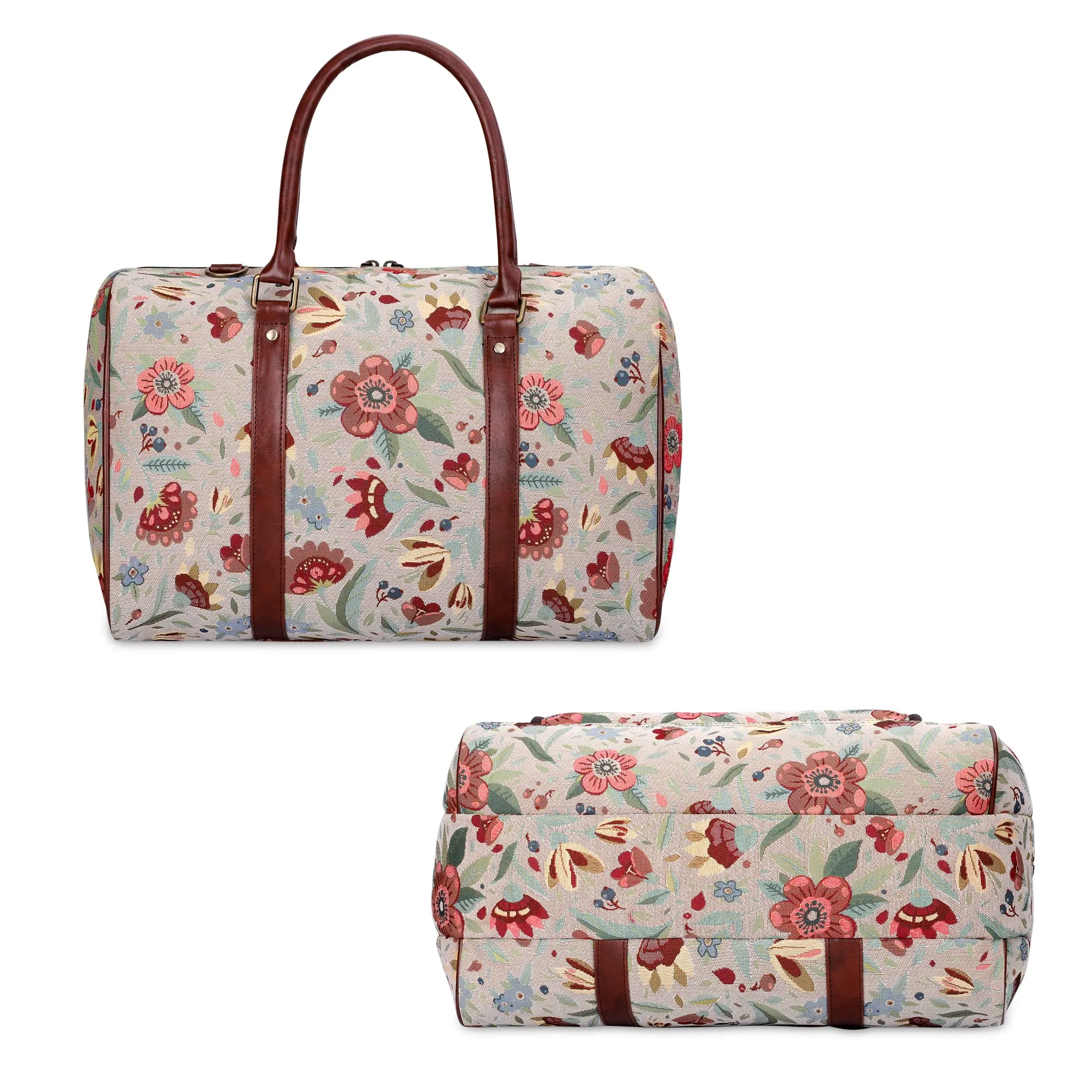 THE CLOWNFISH Fabric Oceania 28 Litres Tapestry Business Travel Duffle Carry-On Luggage Bag With 15.6 Inch Laptop Sleeve (Sky Blue-Floral), 24 Centimeters