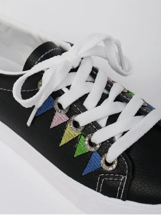 Trendy Stitching Geometric Multicolor Sneakers