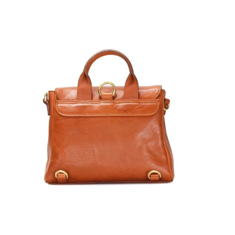 Vintage Design Vegetable Tanned Leather Shoulder Bag for Women's Business Bag